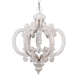 Distressed Antique White Wooden 6-Light Chandelier