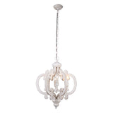 Distressed Antique White Wooden 6-Light Chandelier