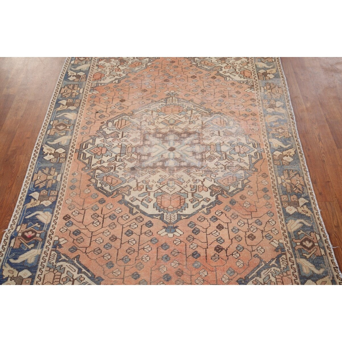 Distressed Bakhtiari Persian Vintage Area Rug Hand-Knotted Wool Carpet - 4'5" x 6'9"