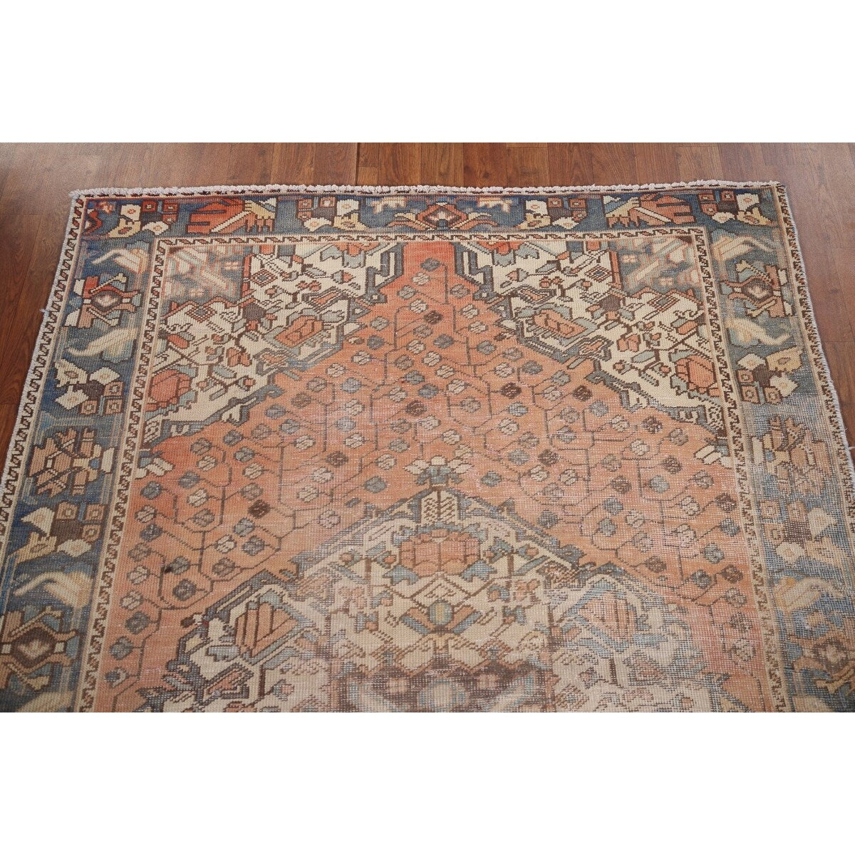 Distressed Bakhtiari Persian Vintage Area Rug Hand-Knotted Wool Carpet - 4'5" x 6'9"
