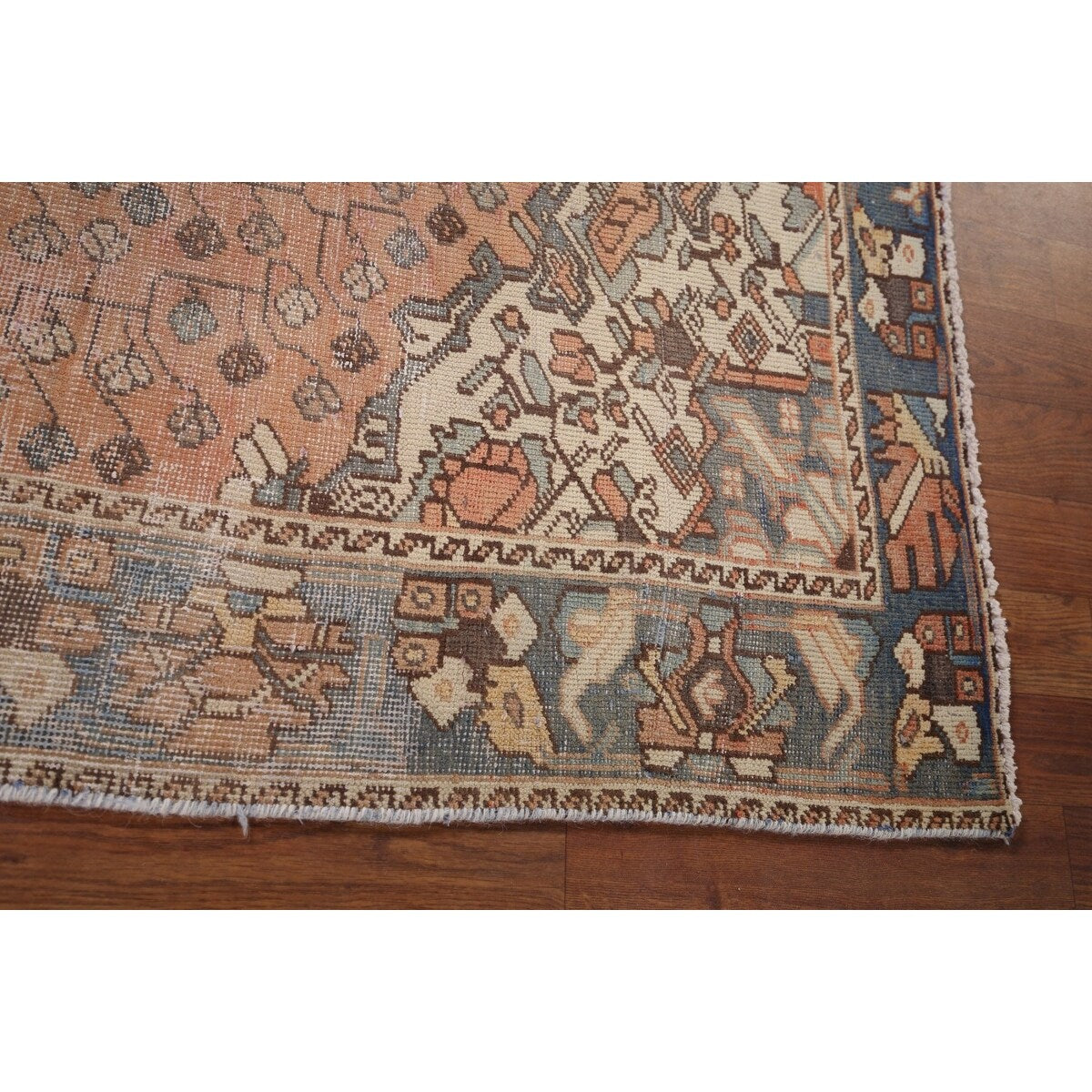 Distressed Bakhtiari Persian Vintage Area Rug Hand-Knotted Wool Carpet - 4'5" x 6'9"