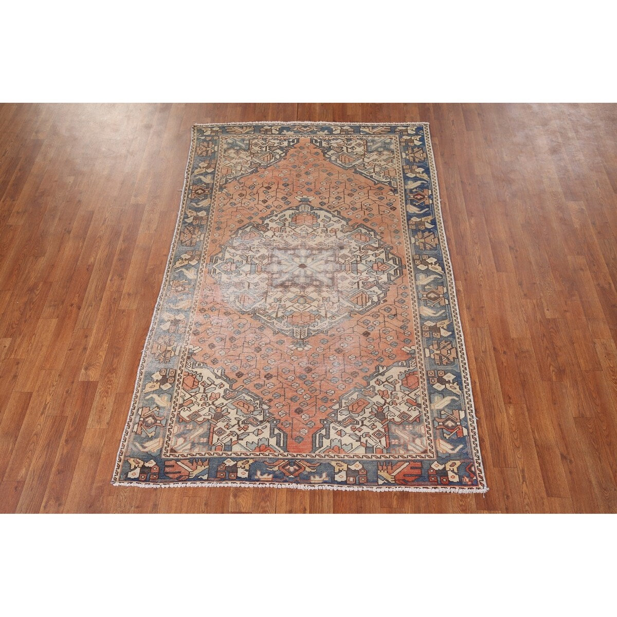Distressed Bakhtiari Persian Vintage Area Rug Hand-Knotted Wool Carpet - 4'5" x 6'9"