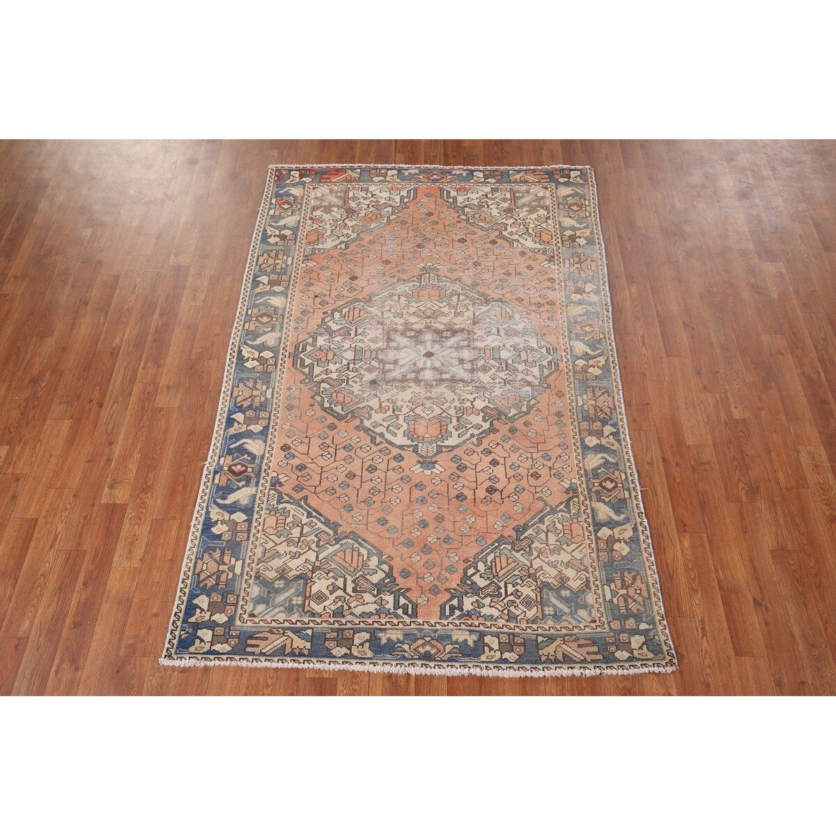 Distressed Bakhtiari Persian Vintage Area Rug Hand-Knotted Wool Carpet - 4'5" x 6'9"