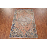 Distressed Bakhtiari Persian Vintage Area Rug Hand-Knotted Wool Carpet - 4'5" x 6'9"