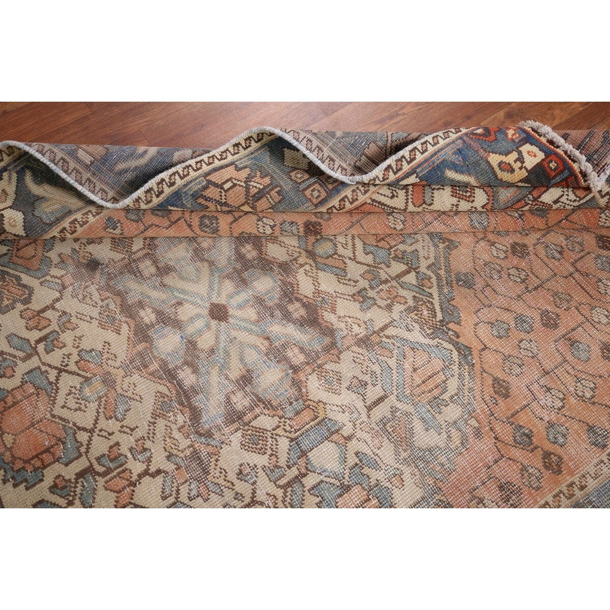 Distressed Bakhtiari Persian Vintage Area Rug Hand-Knotted Wool Carpet - 4'5" x 6'9"
