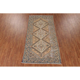 Distressed Bakhtiari Persian Vintage Area Rug Handmade Wool Carpet - 5'2" x 9'11"