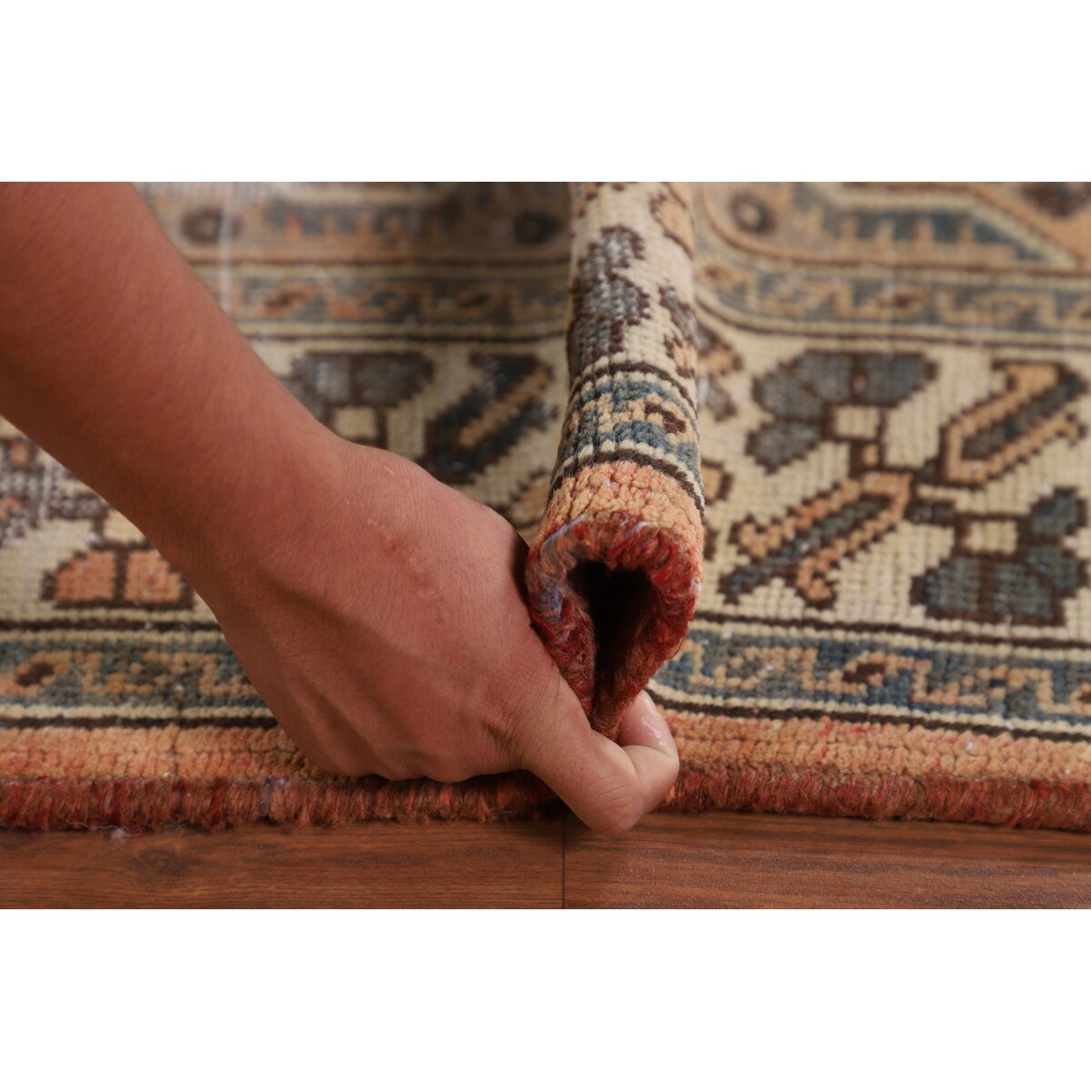 Distressed Bakhtiari Persian Vintage Area Rug Handmade Wool Carpet - 5'2" x 9'11"