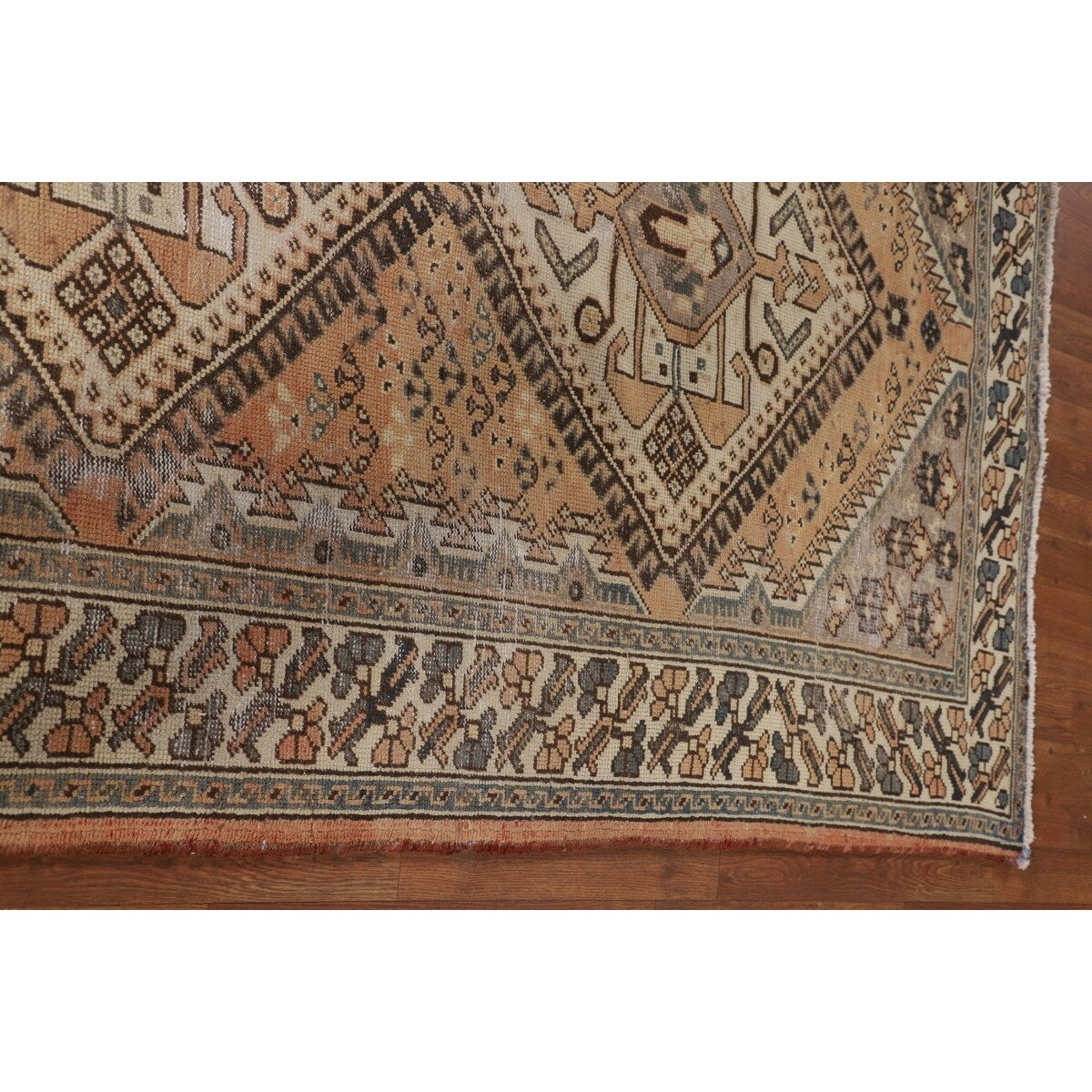 Distressed Bakhtiari Persian Vintage Area Rug Handmade Wool Carpet - 5'2" x 9'11"