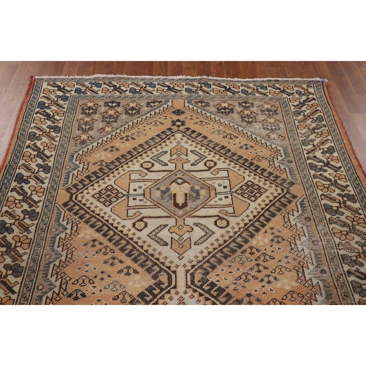 Distressed Bakhtiari Persian Vintage Area Rug Handmade Wool Carpet - 5'2" x 9'11"
