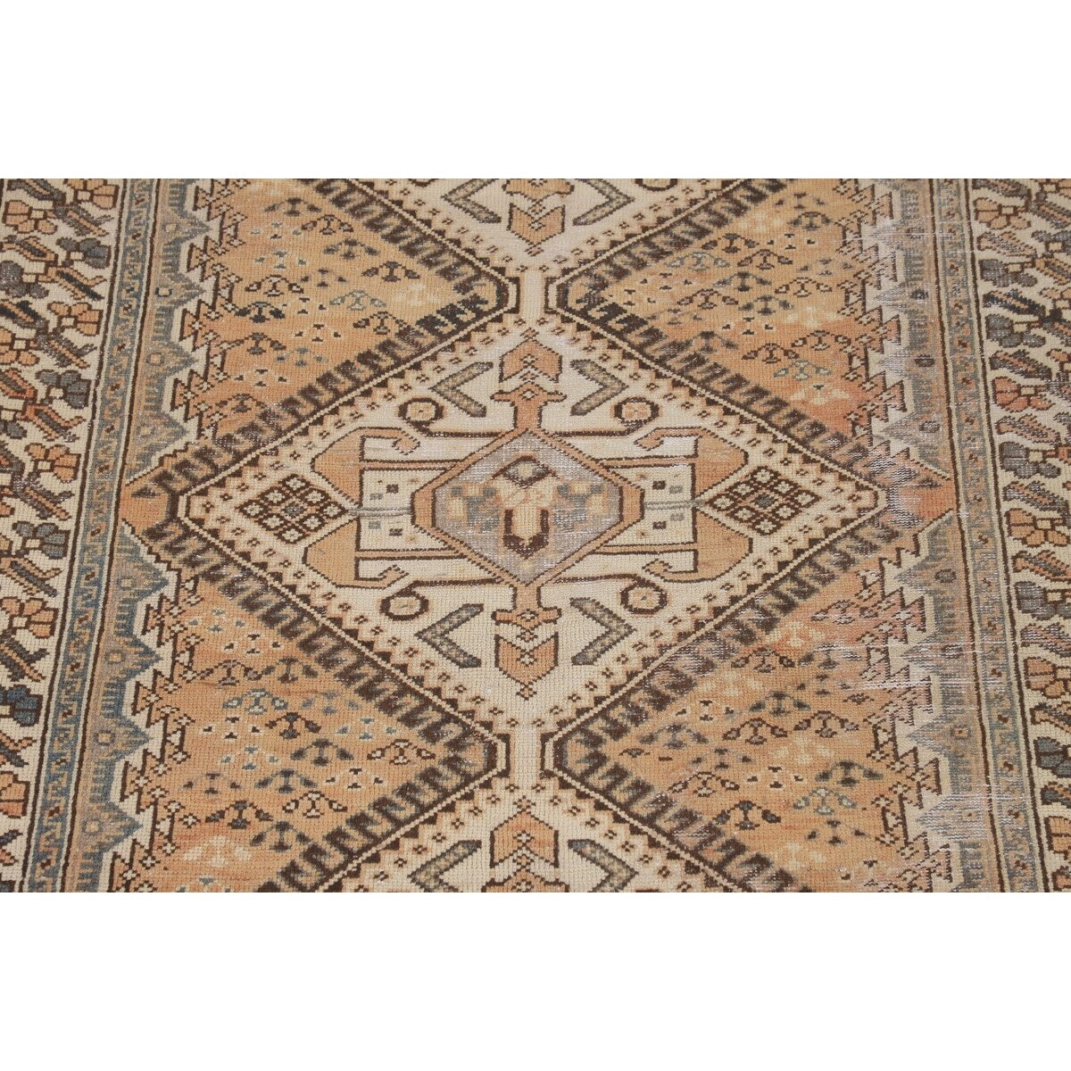 Distressed Bakhtiari Persian Vintage Area Rug Handmade Wool Carpet - 5'2" x 9'11"