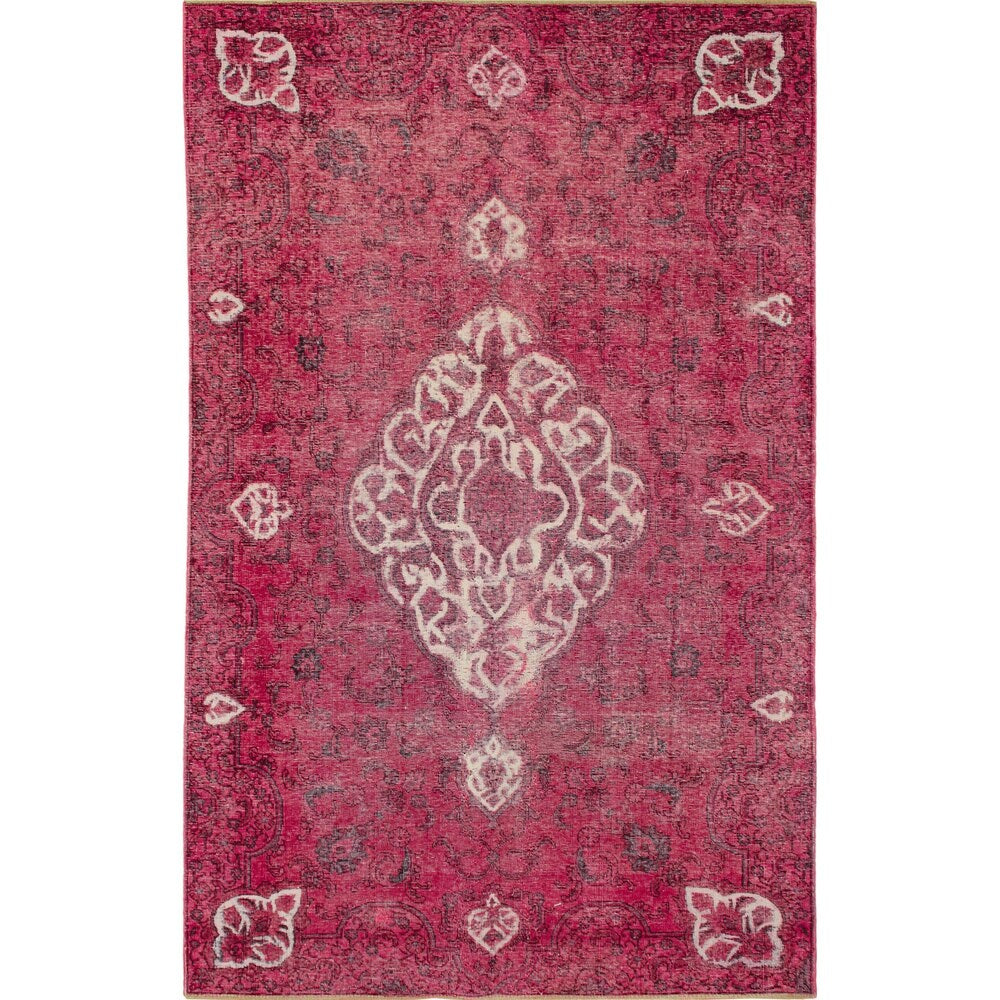Distressed Brittane Pink Hand-Knotted Rug (5'8 x 9'0)