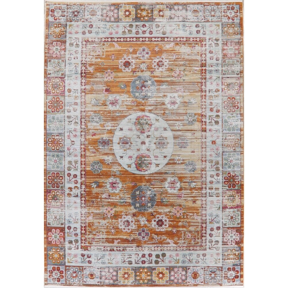 Distressed Geometric Turkish Vintage Style Oriental Area Rugs Kitchen