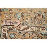 Distressed Gold Tabriz Persian Vintage Rug Hand-Knotted Wool Carpet - 6'6" x 9'9"
