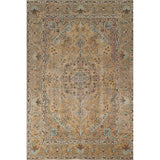 Distressed Gold Tabriz Persian Vintage Rug Hand-Knotted Wool Carpet - 6'6" x 9'9"