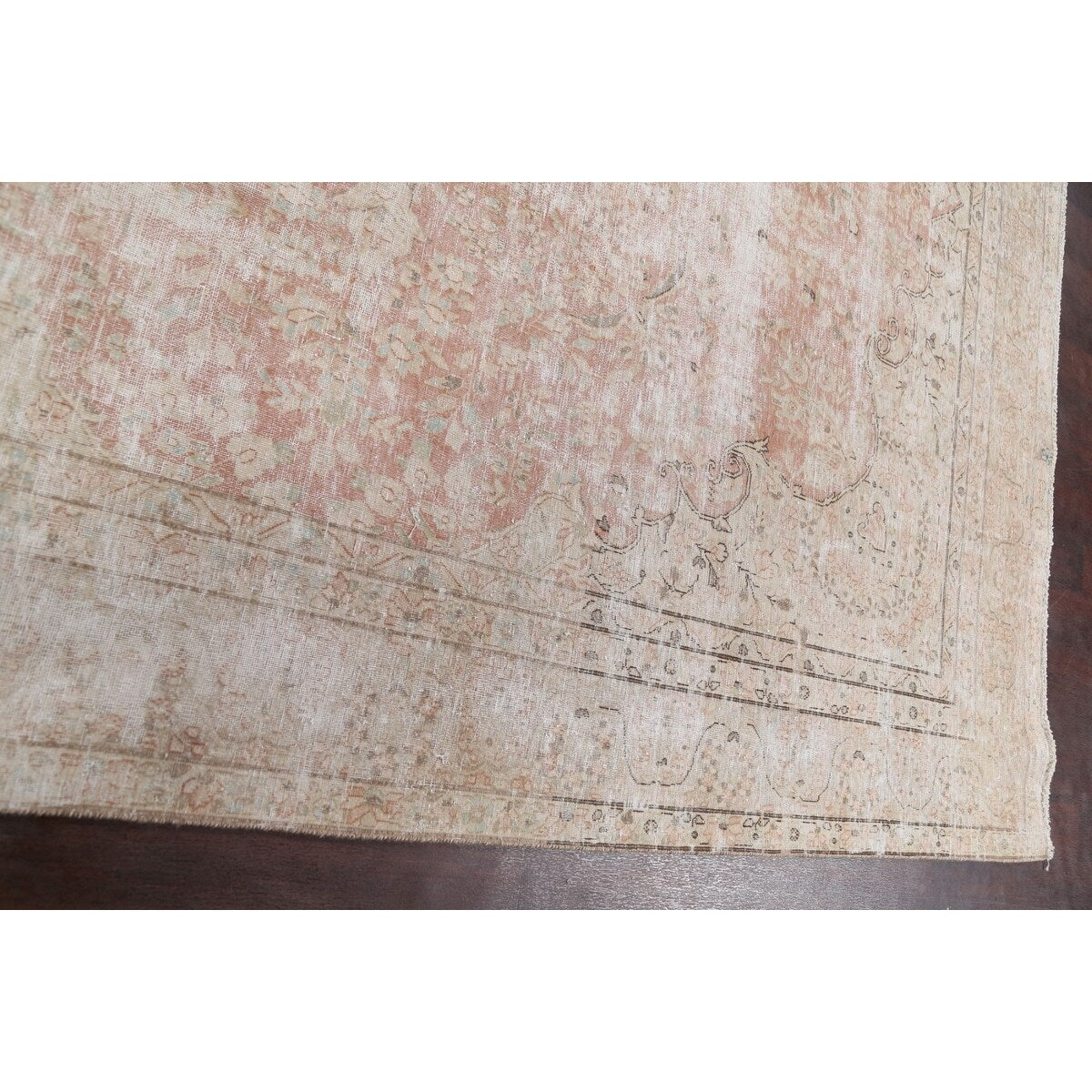 Distressed Muted Floral Kerman Persian Area Rug Wool Handmade Carpet - 9'6" x 11'9"