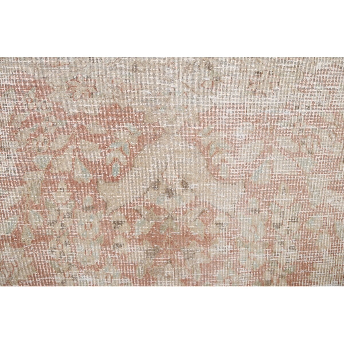 Distressed Muted Floral Kerman Persian Area Rug Wool Handmade Carpet - 9'6" x 11'9"
