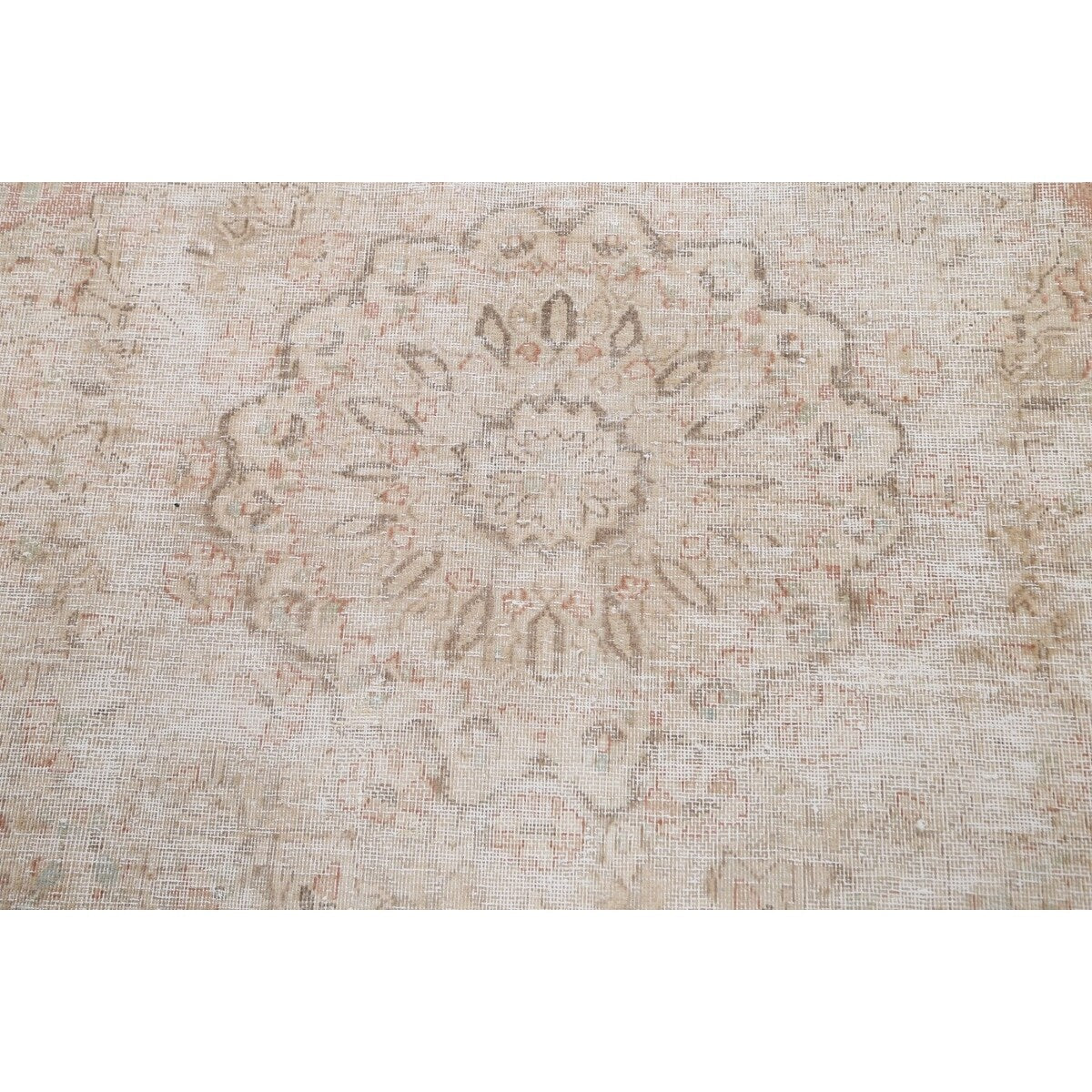 Distressed Muted Floral Kerman Persian Area Rug Wool Handmade Carpet - 9'6" x 11'9"