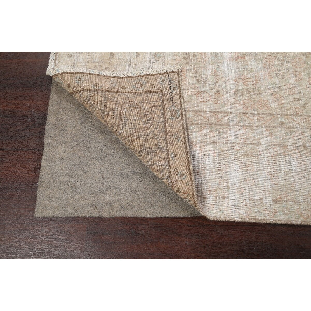 Distressed Muted Floral Kerman Persian Area Rug Wool Handmade Carpet - 9'6" x 11'9"