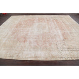 Distressed Muted Floral Kerman Persian Area Rug Wool Handmade Carpet - 9'6" x 11'9"
