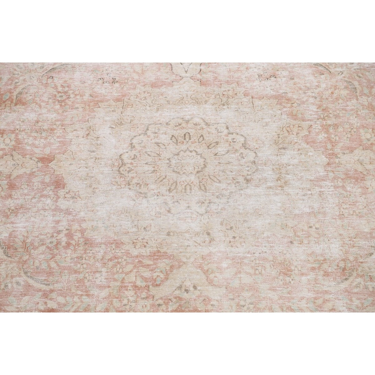 Distressed Muted Floral Kerman Persian Area Rug Wool Handmade Carpet - 9'6" x 11'9"