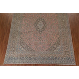 Distressed Over-Dyed Kashan Persian Antique Rug Handmade Wool Carpet - 9'5" x 12'2"