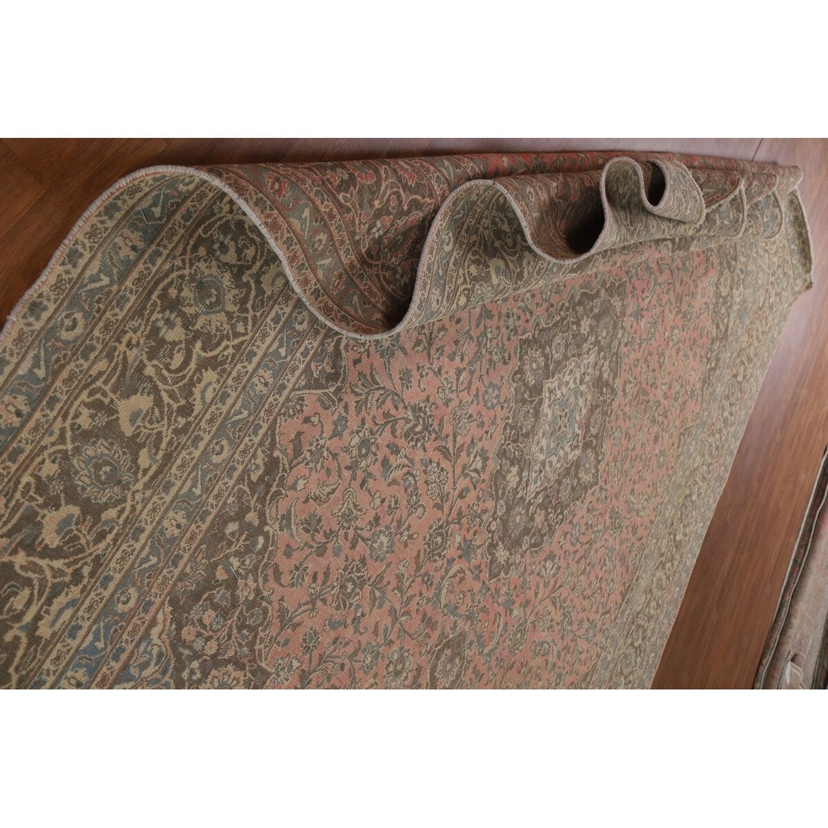 Distressed Over-Dyed Kashan Persian Antique Rug Handmade Wool Carpet - 9'5" x 12'2"