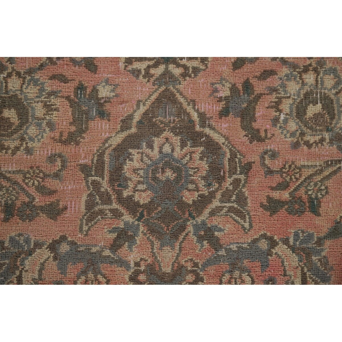 Distressed Over-Dyed Kashan Persian Antique Rug Handmade Wool Carpet - 9'5" x 12'2"