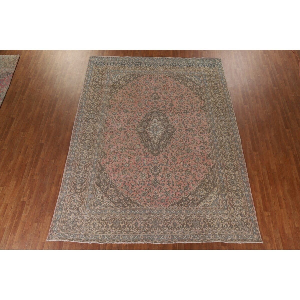 Distressed Over-Dyed Kashan Persian Antique Rug Handmade Wool Carpet - 9'5" x 12'2"