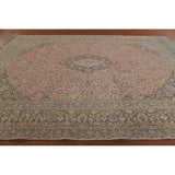 Distressed Over-Dyed Kashan Persian Antique Rug Handmade Wool Carpet - 9'5" x 12'2"