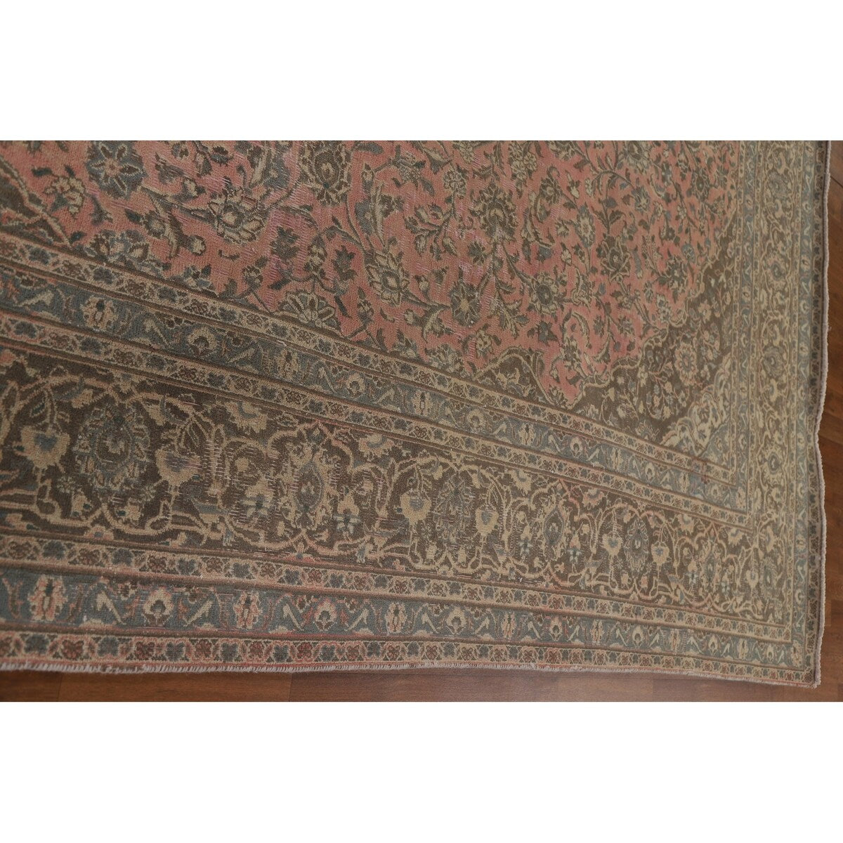 Distressed Over-Dyed Kashan Persian Antique Rug Handmade Wool Carpet - 9'5" x 12'2"