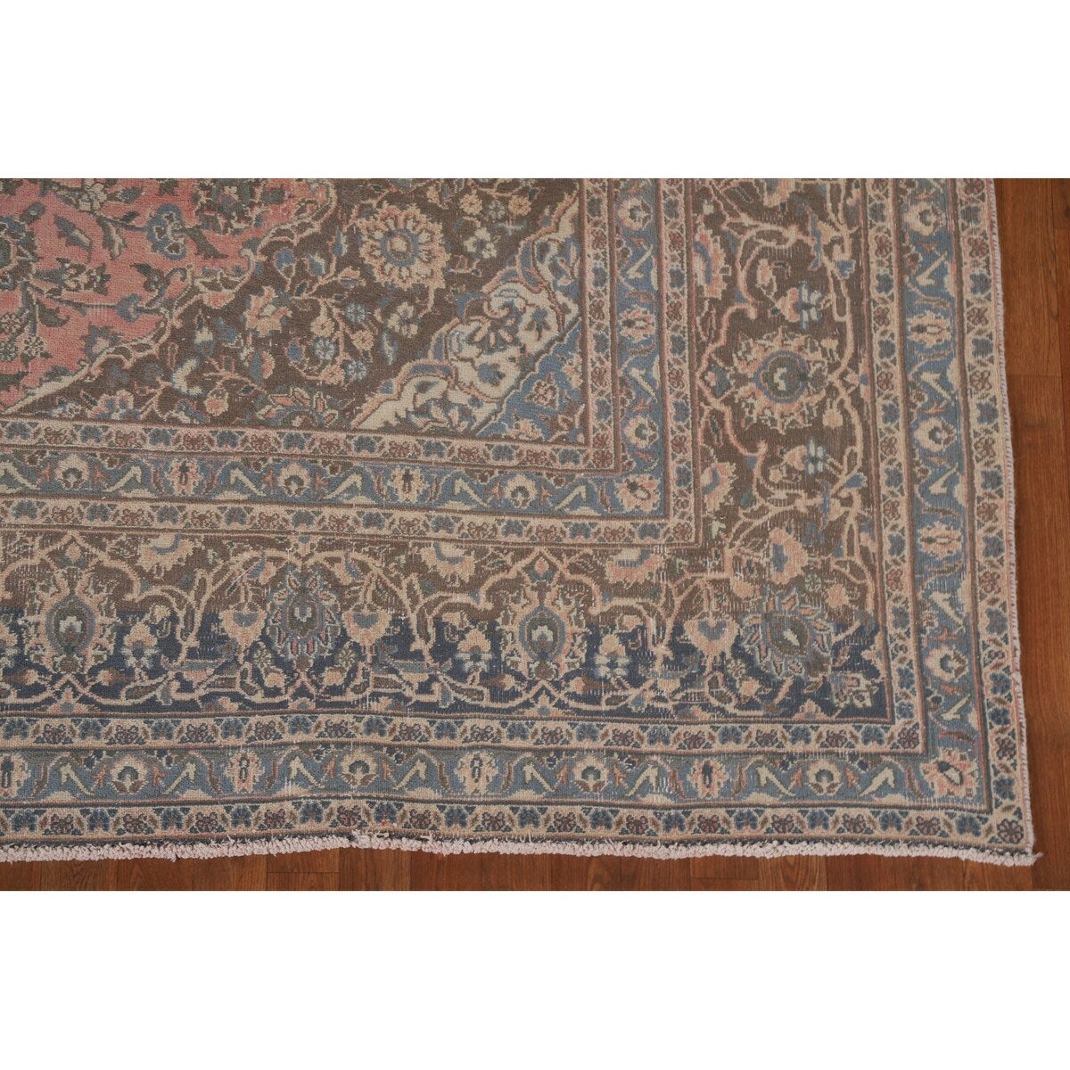 Distressed Over-Dyed Kashan Persian Antique Rug Handmade Wool Carpet - 9'5" x 12'2"