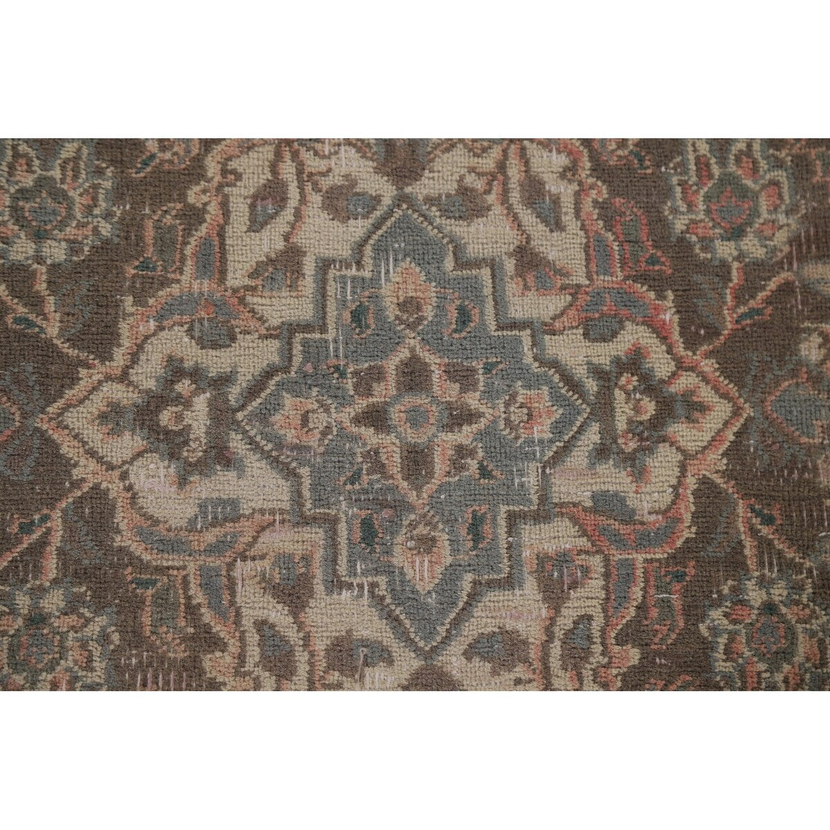 Distressed Over-Dyed Kashan Persian Antique Rug Handmade Wool Carpet - 9'5" x 12'2"