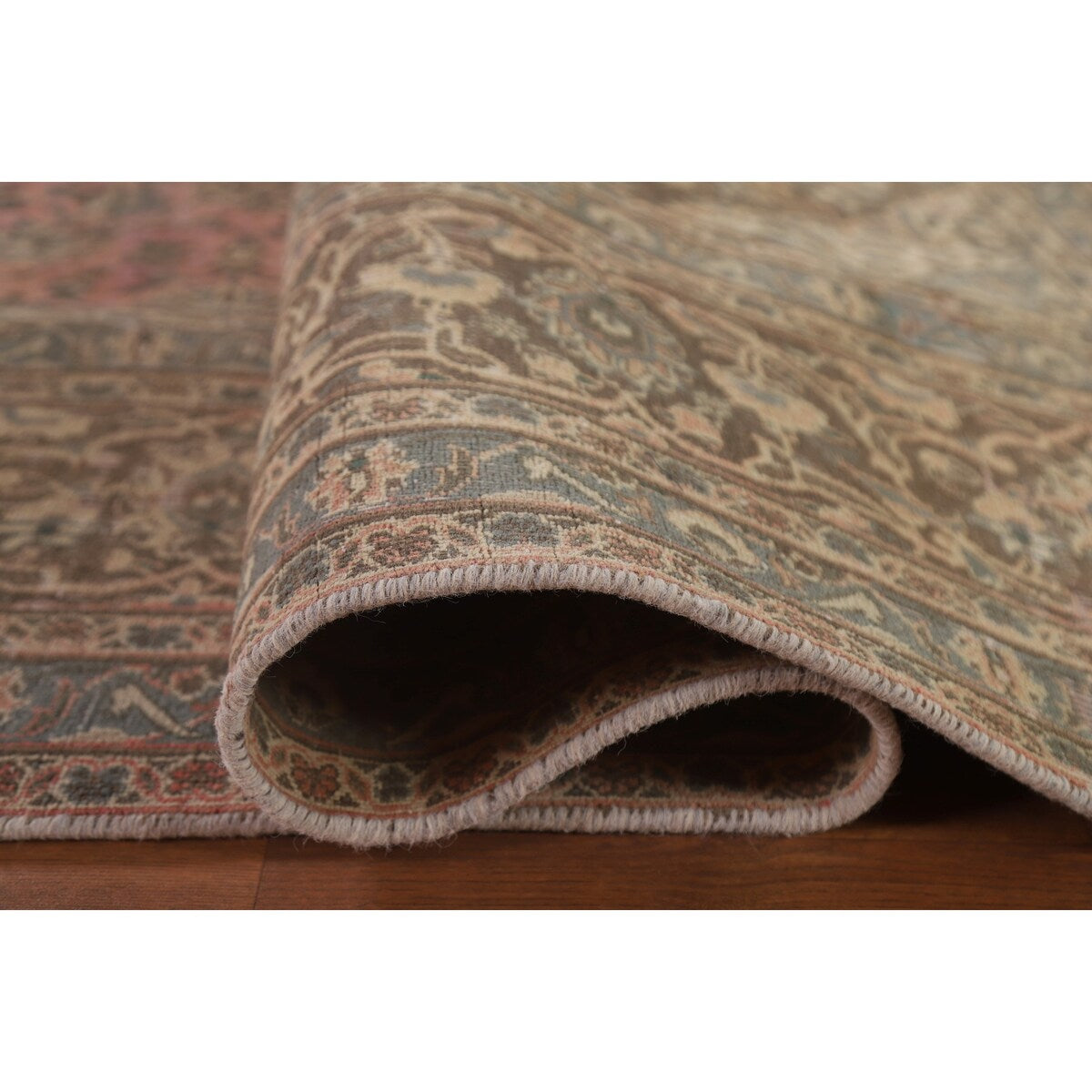 Distressed Over-Dyed Kashan Persian Antique Rug Handmade Wool Carpet - 9'5" x 12'2"