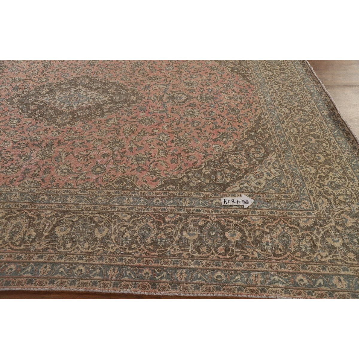 Distressed Over-Dyed Kashan Persian Antique Rug Handmade Wool Carpet - 9'5" x 12'2"
