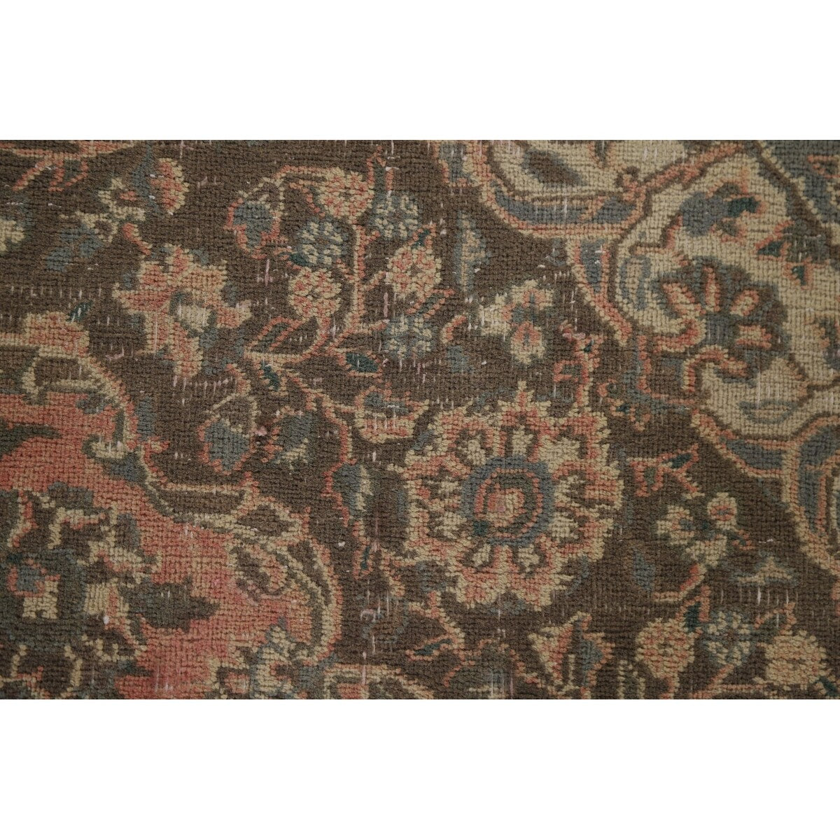 Distressed Over-Dyed Kashan Persian Antique Rug Handmade Wool Carpet - 9'5" x 12'2"