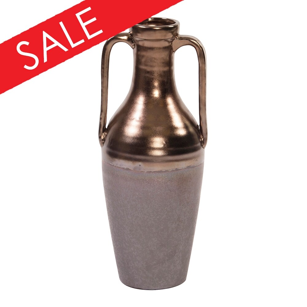 Distressed Pewter Handled Vessel, Small - 16H x 6W x 6D