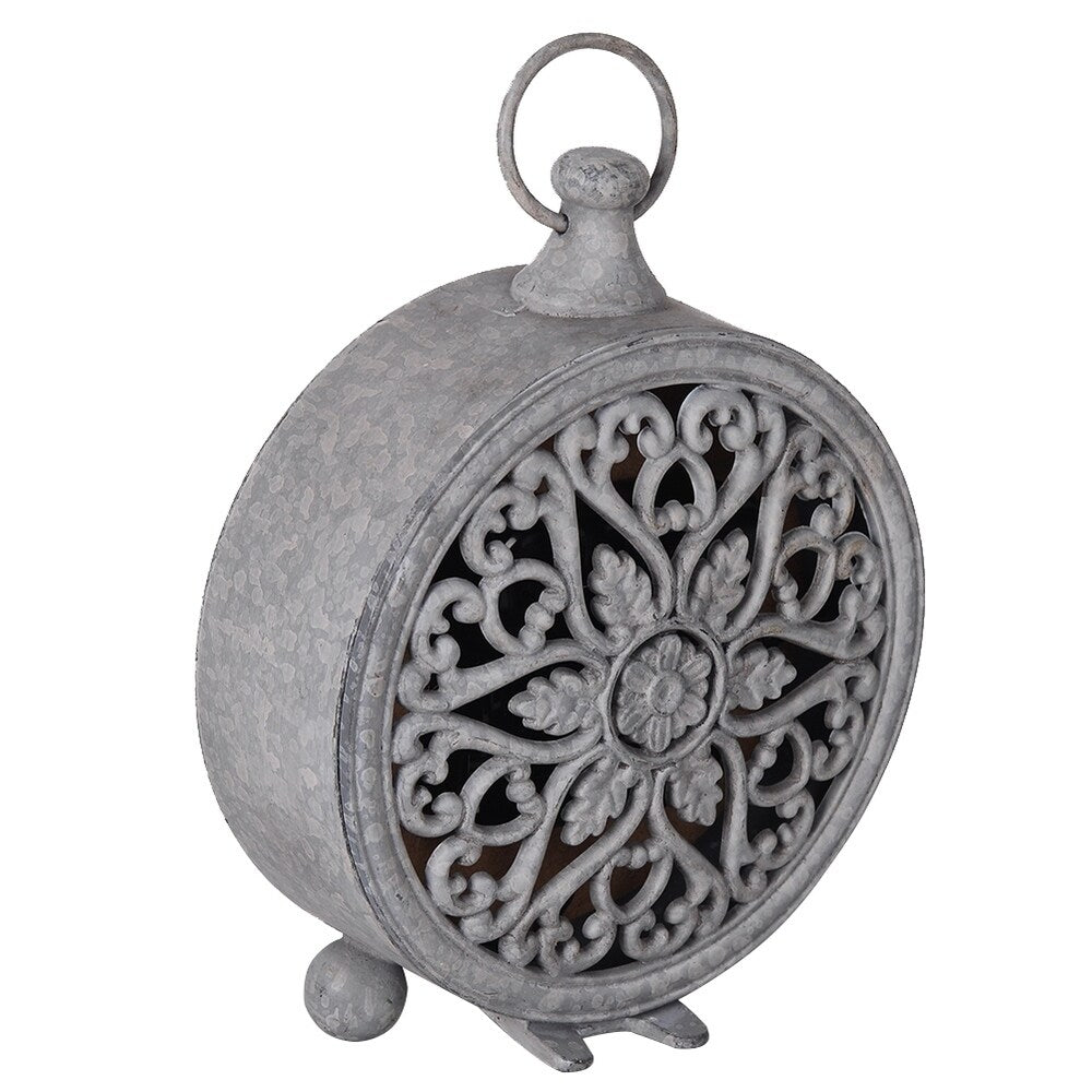 Distressed Round Pewter Table Clock