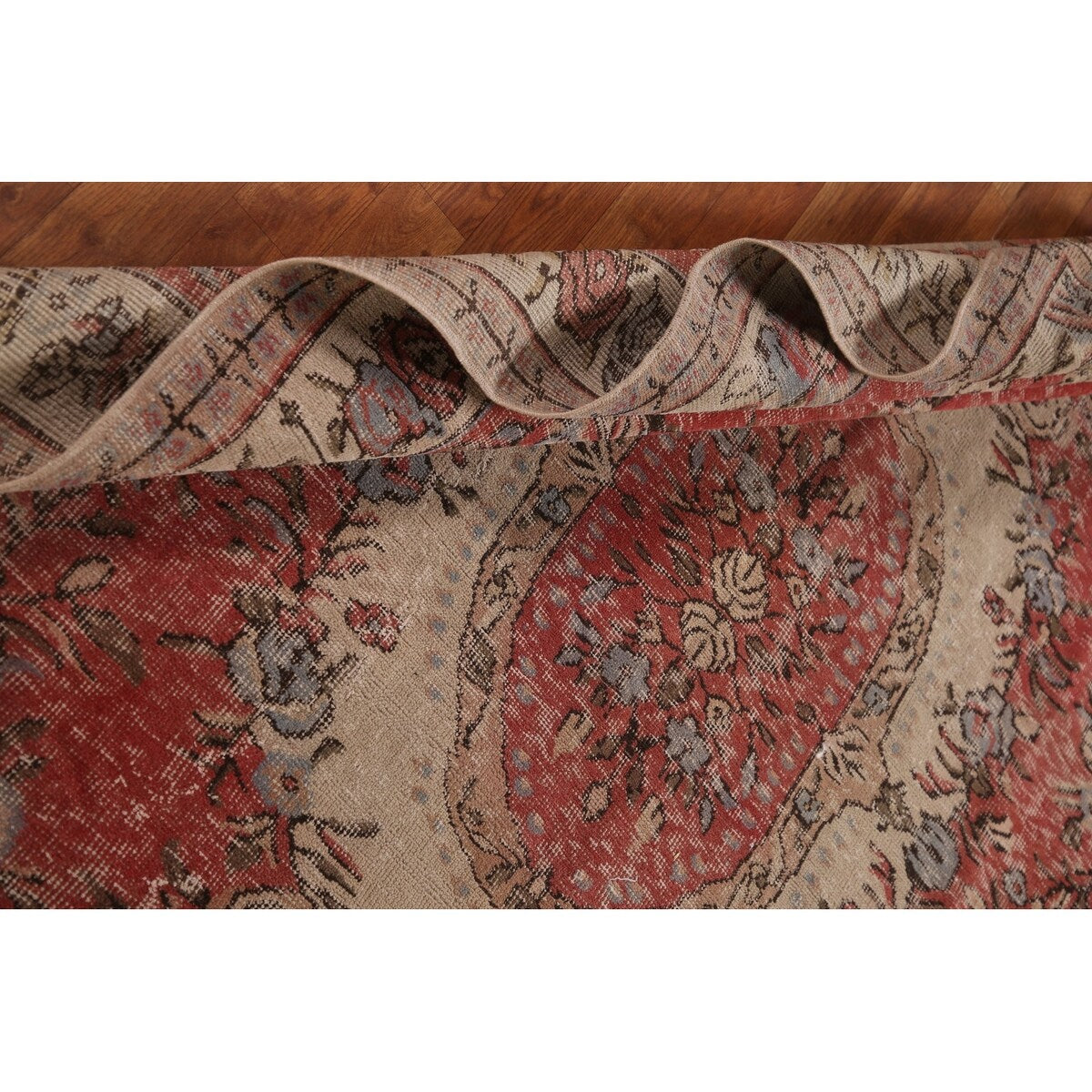 Distressed Sparta Turkish Vintage Rug Handmade Oriental Wool Carpet - 5'7" x 8'1"