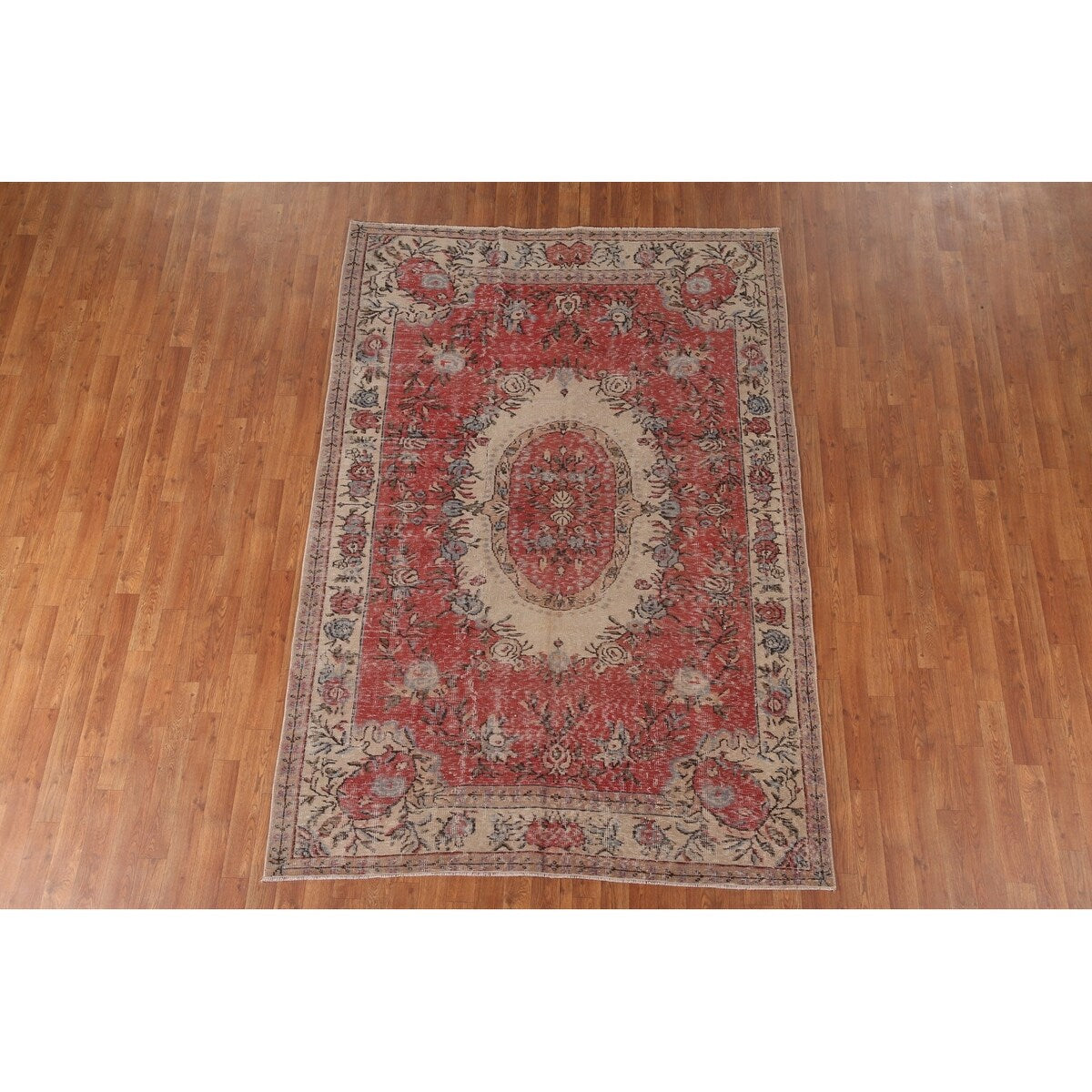 Distressed Sparta Turkish Vintage Rug Handmade Oriental Wool Carpet - 5'7" x 8'1"