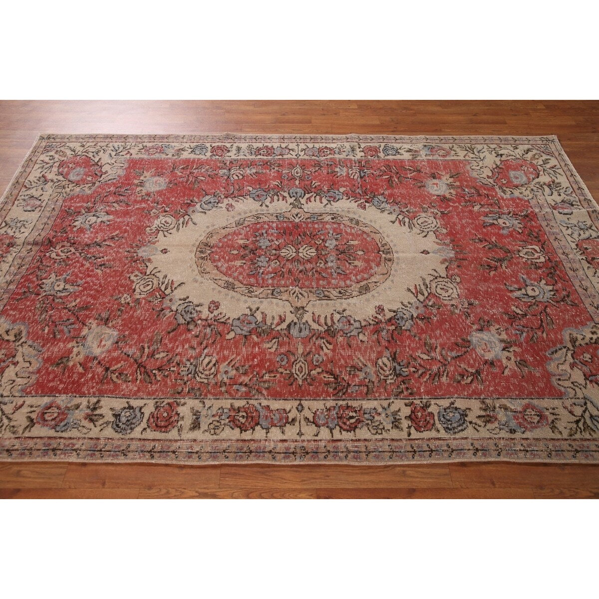 Distressed Sparta Turkish Vintage Rug Handmade Oriental Wool Carpet - 5'7" x 8'1"