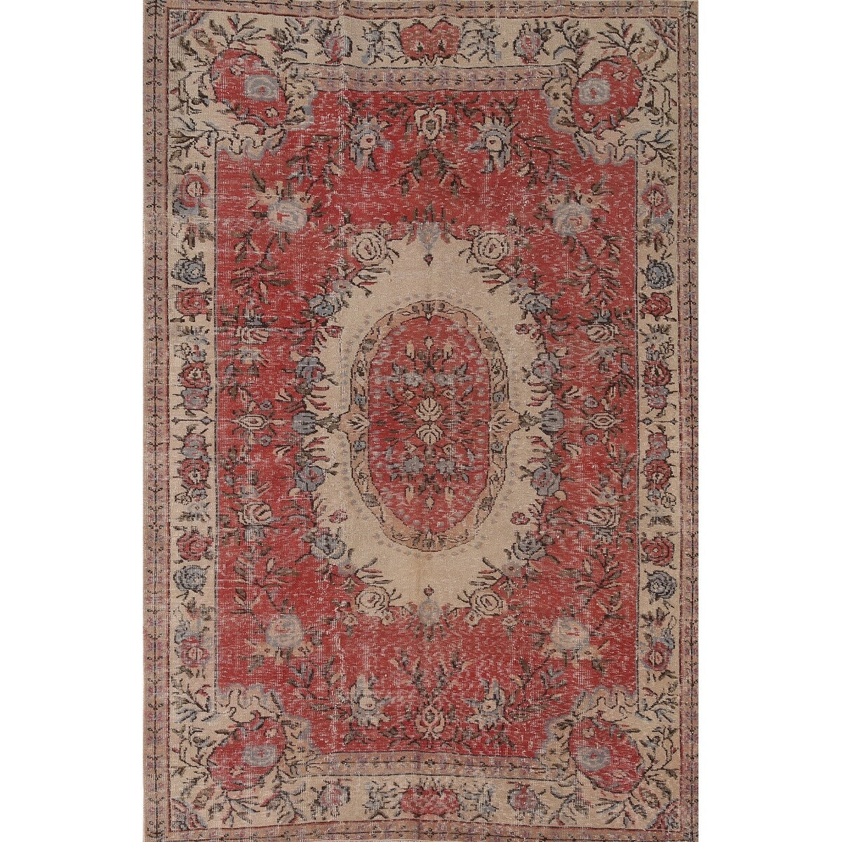 Distressed Sparta Turkish Vintage Rug Handmade Oriental Wool Carpet - 5'7" x 8'1"
