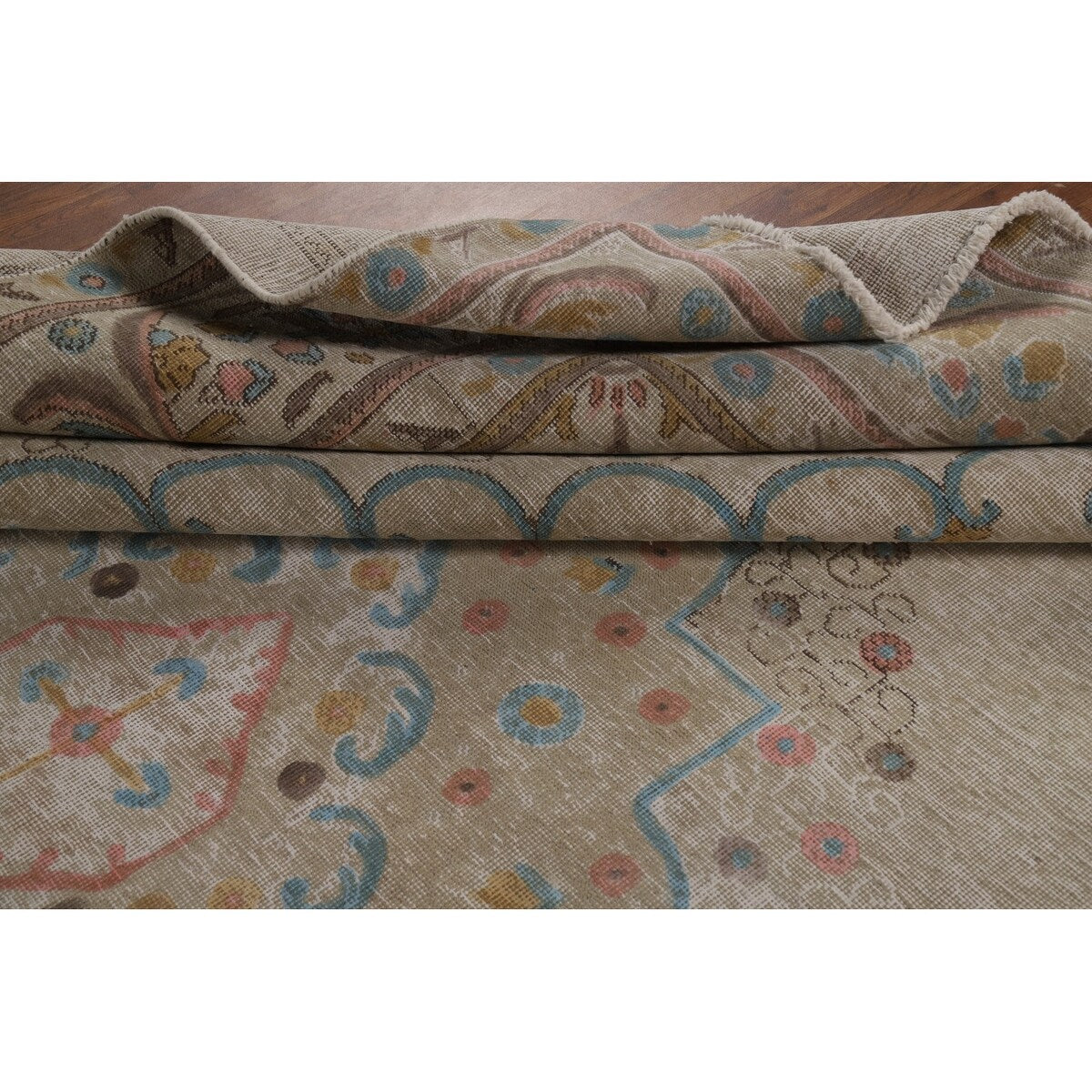 Distressed Tabriz Persian Area Rug Handmade Bedroom Wool Carpet - 9'4"x 12'5"