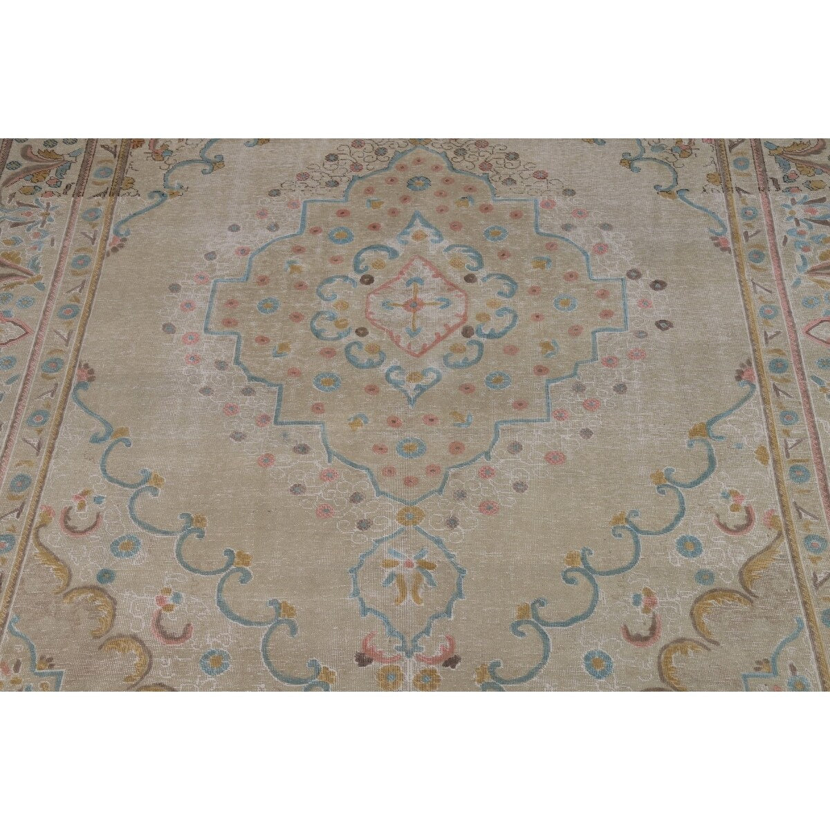 Distressed Tabriz Persian Area Rug Handmade Bedroom Wool Carpet - 9'4"x 12'5"