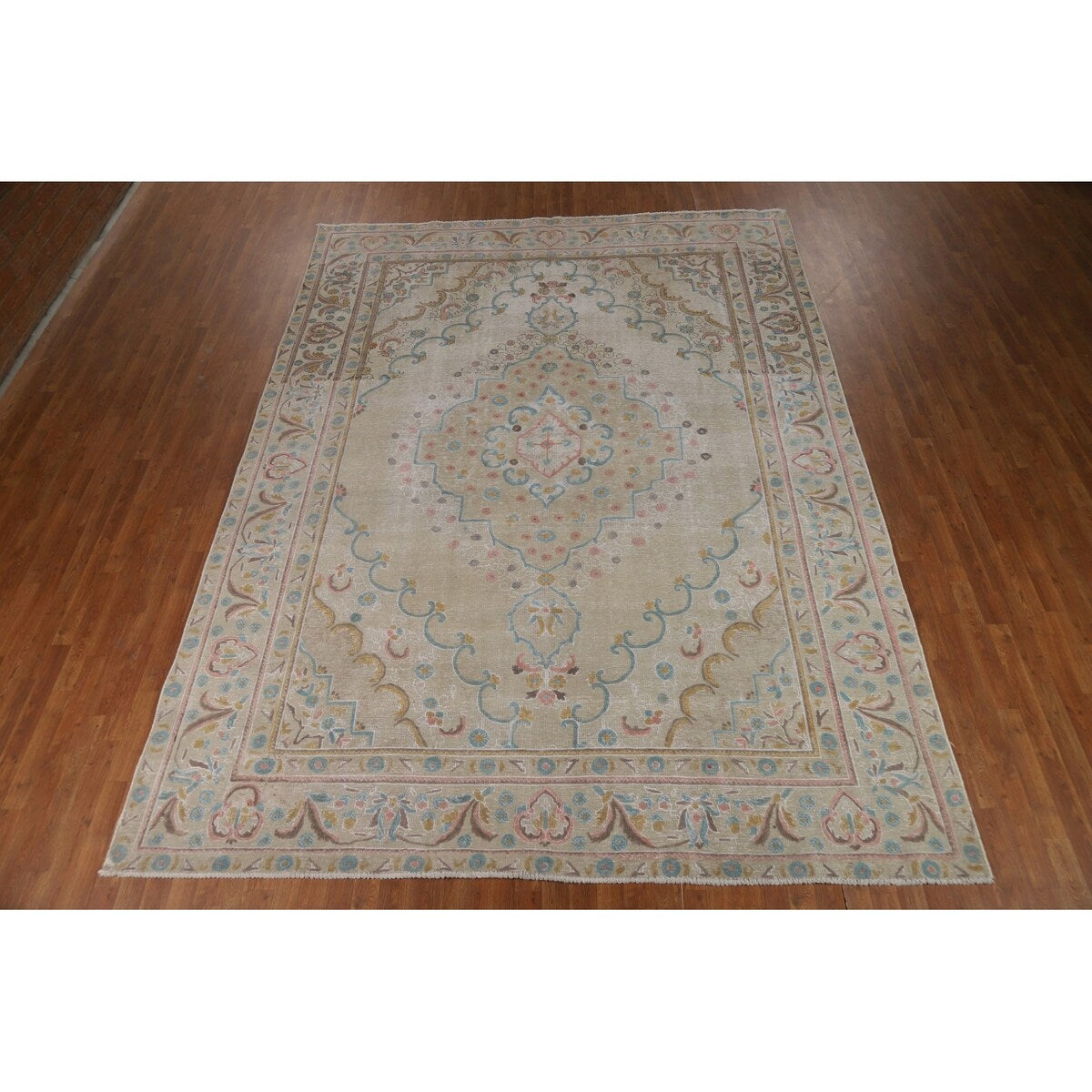 Distressed Tabriz Persian Area Rug Handmade Bedroom Wool Carpet - 9'4"x 12'5"