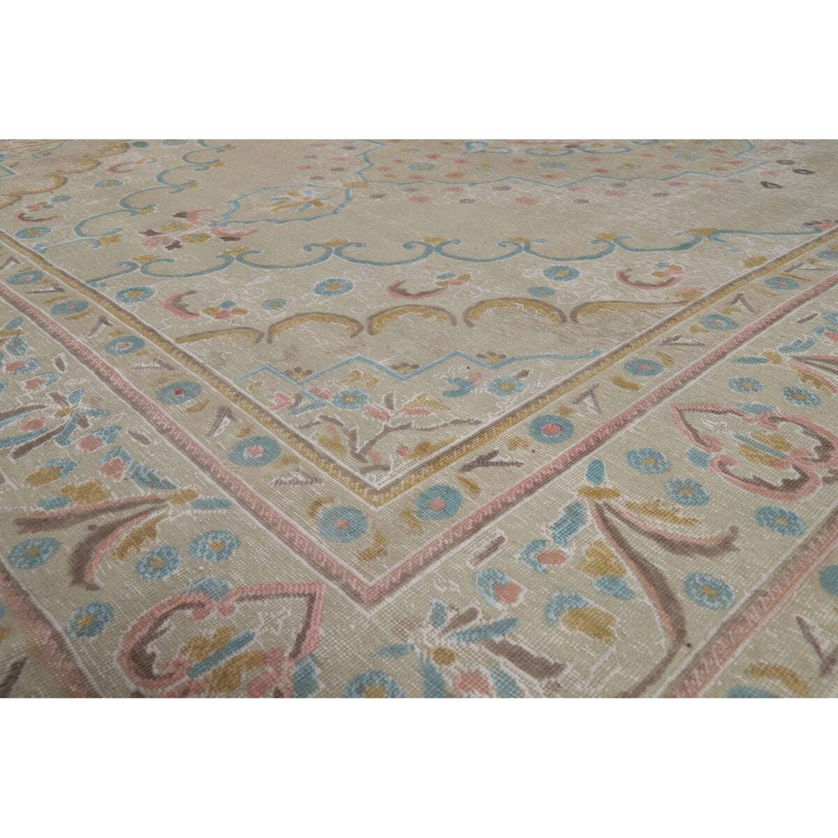 Distressed Tabriz Persian Area Rug Handmade Bedroom Wool Carpet - 9'4"x 12'5"