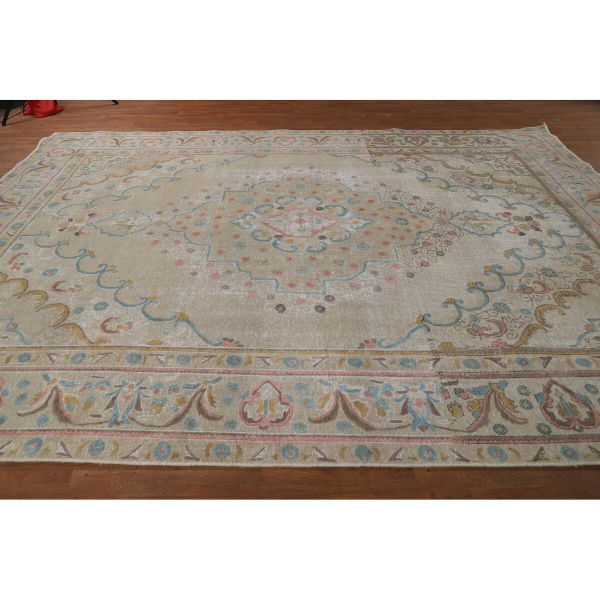 Distressed Tabriz Persian Area Rug Handmade Bedroom Wool Carpet - 9'4"x 12'5"