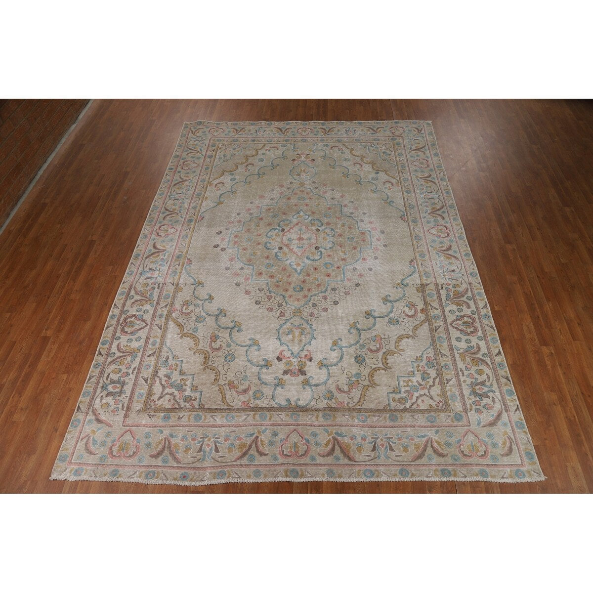 Distressed Tabriz Persian Area Rug Handmade Bedroom Wool Carpet - 9'4"x 12'5"