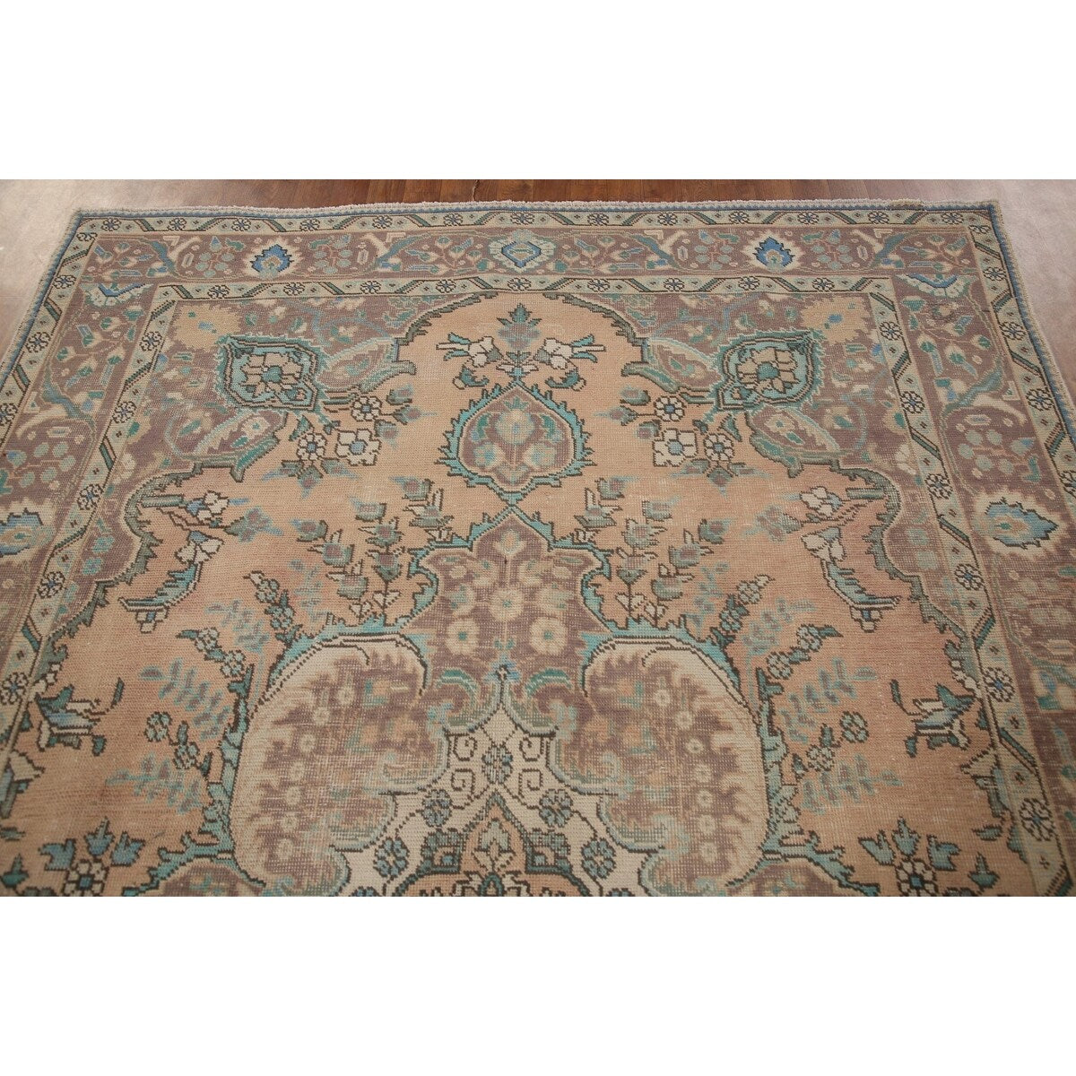 Distressed Tabriz Persian Vintage Rug Hand-Knotted Bedroom Wool Carpet - 6'7" x 9'6"