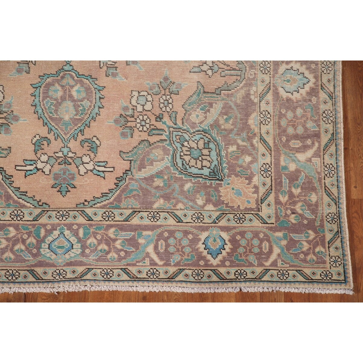 Distressed Tabriz Persian Vintage Rug Hand-Knotted Bedroom Wool Carpet - 6'7" x 9'6"