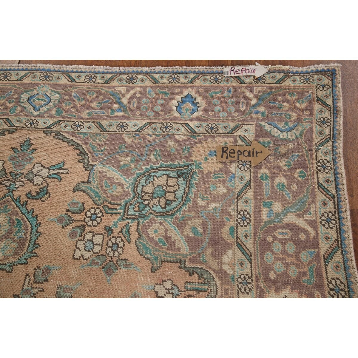 Distressed Tabriz Persian Vintage Rug Hand-Knotted Bedroom Wool Carpet - 6'7" x 9'6"